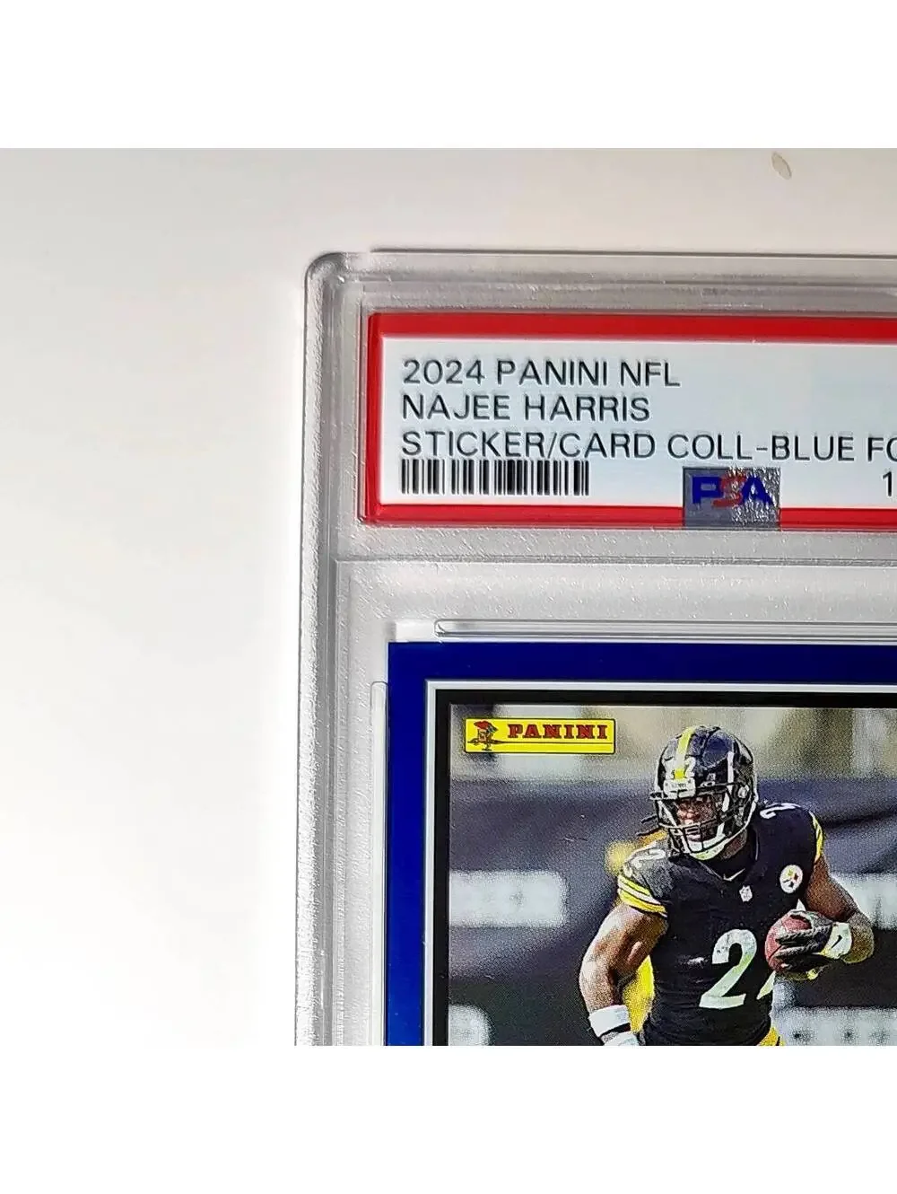Najee Harris 2024 Panini Sticker Collection 260/349 #13 Blue Foil PSA 8 NM-MT